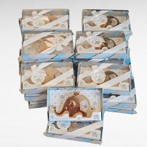 24 Piece Elephant Baby Boy Shower Bottle Openers Blue Box
